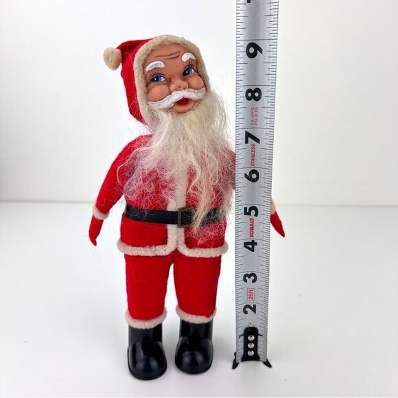 Vintage Mid Century  1950s Santa Claus Rubber Face Felt Suit  9” - Picture 9 of 9